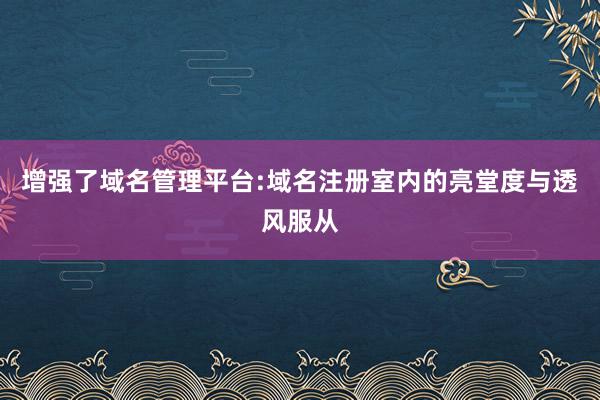 增强了域名管理平台:域名注册室内的亮堂度与透风服从